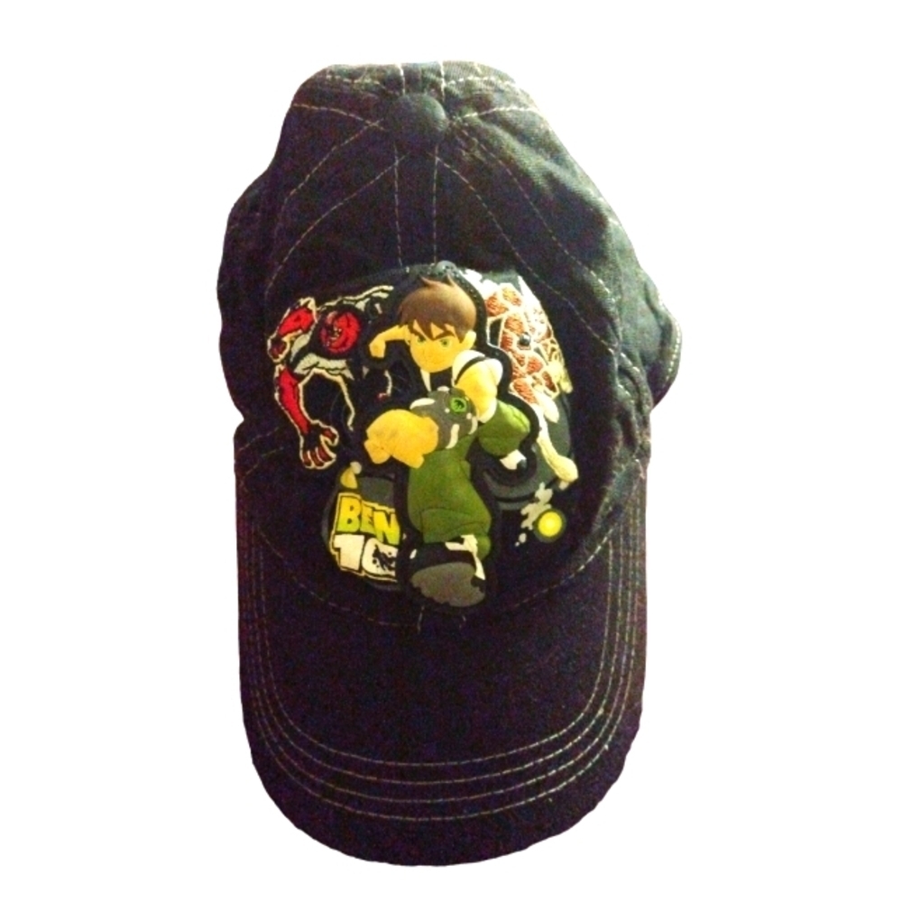 Retro Y2K Ben 10 B-Ball Cap  Cartoon Network Black w. White Trim Stitching O/S